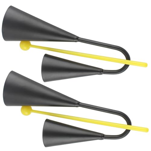 UPKOCH 2 Sätze Doppelset Metall Kuhglocken mit Doppelohren Robustes Percussion Musikinstrument für Klare Klangqualität Sicherer Halt für Musikspielzeug und Training von UPKOCH
