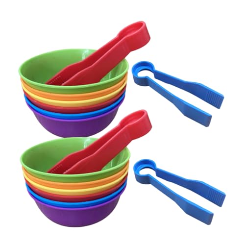 UPKOCH 2 Sätze Farbsortierbecher Mathe-Lernspielzeug Sortierschalen und Pinzetten Erkennungsspielzeug Sortierspiel sortieren Lernspielzeug für Lustiges Plastik von UPKOCH