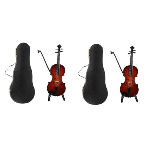 UPKOCH 2 Sätze Geigenmodell Ornament bürodeko Notenständer Puppenhaus Geige Spielzeug Musikinstrumente Spielzeuge schöne Geigenverzierung Exquisite Mini-Geige Violine Dekorationen Figur von UPKOCH
