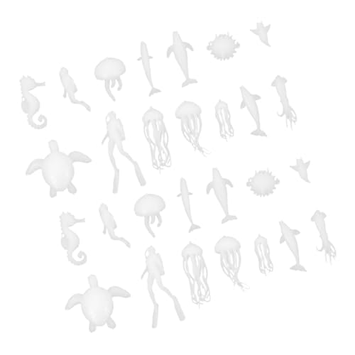 UPKOCH 2 Sätze Mikroskopisch Kleine Meerestiere Meerestierfiguren Aus Kunststoff-epoxidguss Miniatur Meerestiere Miniatur-Meerestier-anhänger Minifiguren Aus Kunststoff Weiß Plastik von UPKOCH