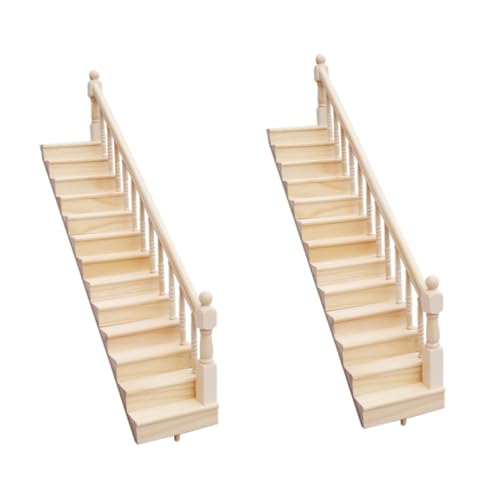 UPKOCH 2 Sätze Mini-Handlauftreppe Miniatur-Hausmöbel Spielhaus Zubehör Kinder bastelset basteln für Kinder Modelle Handauflage Mini-Holzmöbel Mini-Hausmöbel aus Holz hölzern Armlehne von UPKOCH