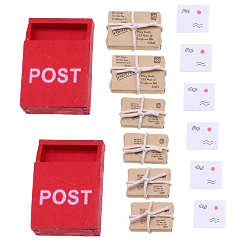 UPKOCH 2 Sätze Miniatur Briefkasten mit Miniatur Päckchen Langlebige Puppenhaus Dekoration Glatte Oberfläche Pädagogisches zur Kreativitätsförderung Charmantes Gartenhaus Ornament Teilig von UPKOCH