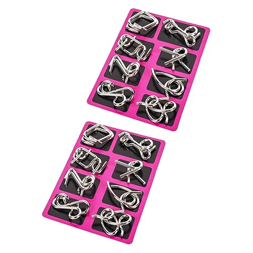 UPKOCH 2 Sätze Neun Serien Ring ineinandergreifendes Puzzle für kinderspielzeug EQ Puzzle Puzzles aus Metalldraht IQ-Rätsel aus Metalldraht Rostfreier Stahl rot von UPKOCH