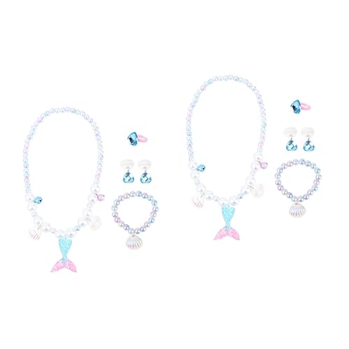 UPKOCH 2 Sätze Perlenkette Armband Mädchen Prinzessin verkleiden Sich Accessoires für Mädchen kinderringe schellenkranz Kinder eine Halskette Halsketten Schmuck im Meerjungfrauen-Stil von UPKOCH