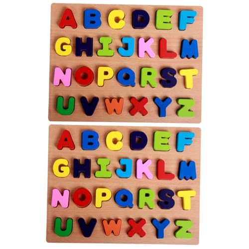 UPKOCH 2 Sätze Buchstabenrätsel Kinder Puzzle rätselbuch Kinder holzpuzzel Wooden Puzzles holzpuzzle Alphabet-Puzzle Rätsel für Kleinkinder Rätsel für Kinder Anzahl Spielzeug Hölzern von UPKOCH