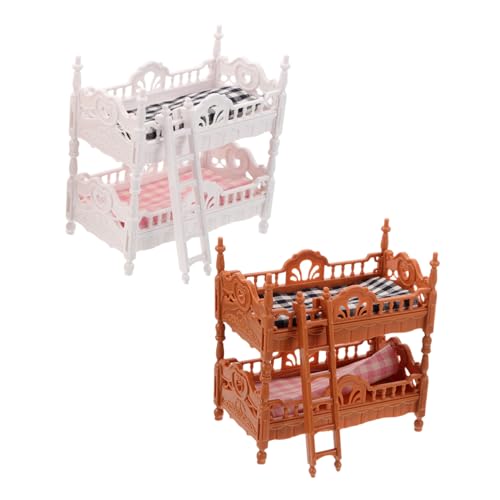 UPKOCH 2 Sätze Realistische Schlafzimmer Möbel für Puppenhaus Spiel Detaillierte Bunk Beds als Zubehör für Rollenspiel von UPKOCH