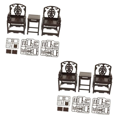 UPKOCH 2 Sätze Simulationstisch und Stuhl puppenhaus Wohnzimmer möbel Kinderanzug kunststoffstühle plastikstuhl Spielzeuge Bausteine Vintage-Sessel-Puzzle Montage Sessel Form klassisch von UPKOCH