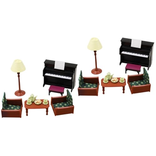 UPKOCH 2 Sätze Sofa Klavier Teese rvice Miniature House miniaturhaus Miniaturpuppen Couchtisch aus Holz Kindercouch Kinderspielzeug realistisches Miniaturspielzeug aus Holz Mini- von UPKOCH