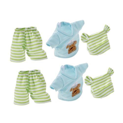 UPKOCH 2 Satz Puppenkleidung mit Baumwoll-Streifenmuster Outfits für Spielspaß Kindgerechte Puppenkleidung mit Hut für Rollenspiele und Kreatives Anziehen von UPKOCH
