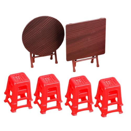 UPKOCH 2 Satz Tischstuhlmodell Puppenhaus Dekoration Einrichtung Puppenmöbel Modell Miniaturstatuen Wohnkultur Mini Möbel Esstisch Stuhl Modell Miniatur-Möbelzubehör Plastik von UPKOCH