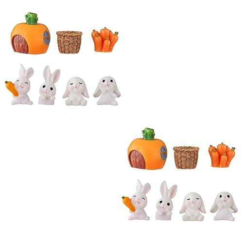 UPKOCH 2 Sets Hasen Ornament Miniatur Kaninchen Figur Topper Dekoration Hasen Auto Figur Geburtstags Cupcake Kleine Hasen Figur Mikro Landschaft Hase Miniatur Kaninchen Zum von UPKOCH