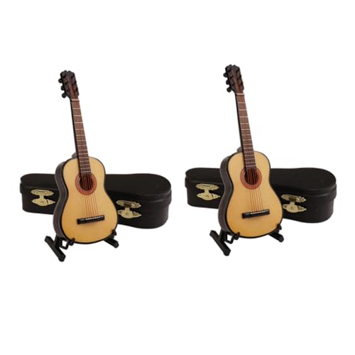 UPKOCH 2 Sets Mini Gitarrenmodell Mit Ständer Und Koffer Musikinstrument Miniatur Gitarrenfigur Für Geburtstagsgeschenke Heimdekoration von UPKOCH
