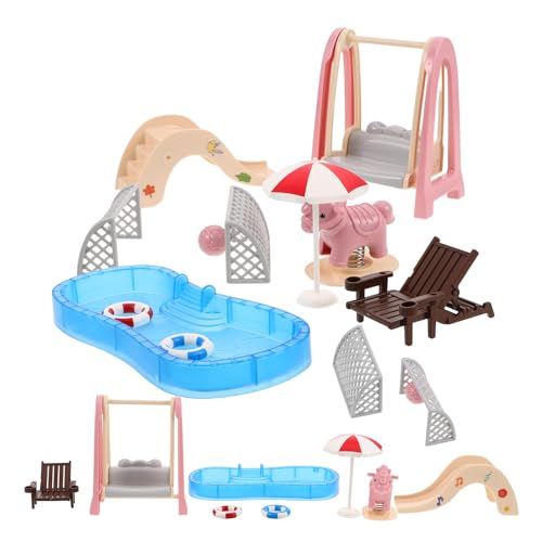 UPKOCH 2 Sets Miniatur-puppenhausmöbel-Set, Mini-Pool Und Schwimmzubehör, Spielplatzspielzeug, Puppenhaus-gartenzubehör, Puppenhausmöbel aus Kunststoff von UPKOCH
