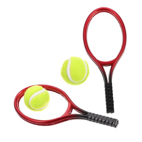 UPKOCH Spielzeug-tennisschläger Für Jungen Und Mädchen Miniatur-sportset Rote Mini-tennisschläger Für Puppenhaus- von UPKOCH