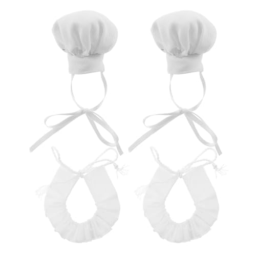 UPKOCH 2 Sets winzige Puppenkochmützen – Mini-Bäckereimützen und Halstuch, Kuscheltier-Kochmütze für 10–15 cm große Plüschpuppen, Rollenspiele in der Küche von UPKOCH