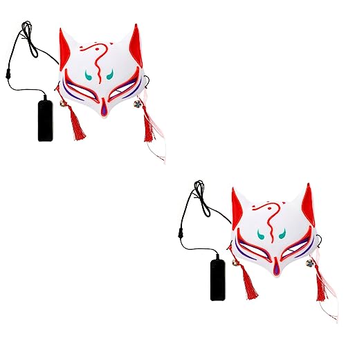 UPKOCH 2 Stk Fuchs Glow Maske Halloween Fuchsmasken Leuchtende Maske Kostüme Für Erwachsene Blinkende Kabuki-masken Venezianische Augenmasken Hasenkostüm Karneval El Rot Bilden Plastik von UPKOCH