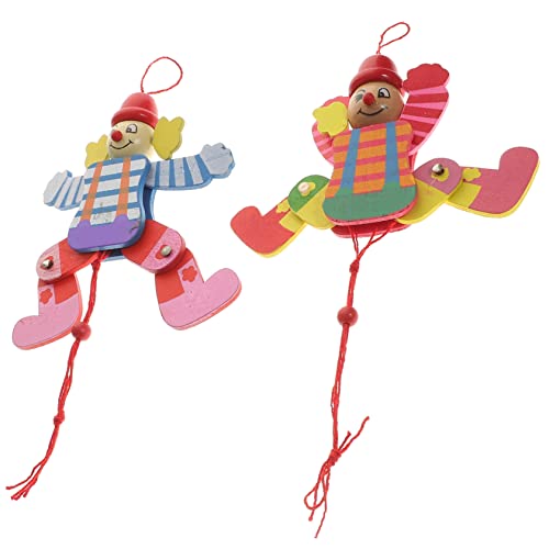 UPKOCH 2 Stück Clown Marionetten Holzpuppen mit Zugschnur Interaktives Puppenspielzeug für Bewegliche Handpuppen für Familienzusammenkünfte und Kreatives Spiel von UPKOCH