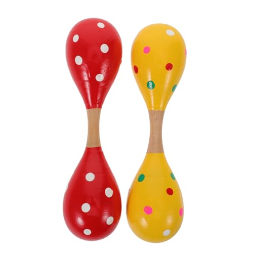 UPKOCH 2 Stück Doppelkopf Holz-Maracas für Junge Mädchen Handliche Rasseln Geräuschvolle Handperkussion Fördert Rhythmusgefühl und Hörsensitivität Leicht Kompakt für Unterwegs von UPKOCH