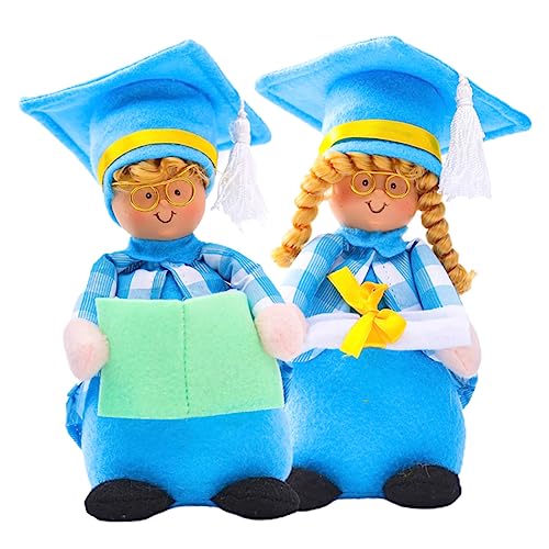 UPKOCH 2 Stück Dr. Gesichtslose Puppe Heimdekoration Abschlusspuppendekoration Abschluss Doktorhut Puppe Kinderpuppe Puppe Abschlussschmuck Doktorhutpuppe Stoff Sky-Blue von UPKOCH