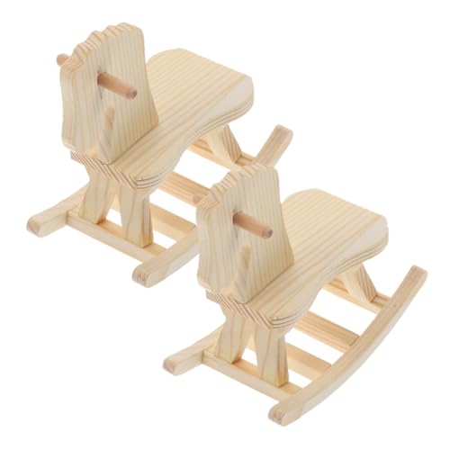 UPKOCH 2 Stück Holzpferd Für Bastelspielzeug Figuren Kits Schaukelpferd Miniaturen Bauspielzeug Tischornamente Zappelspielzeug Basteln Für Mini Mini Khaki von UPKOCH