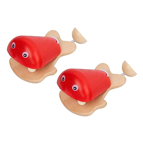 UPKOCH 2 Stück Kleine Fisch Kastagnetten Lehr Mini Kinderspielzeug Kleinkindspielzeug Kastagnetten Kleinkind Instrumente Vorschul Musikinstrument Instrumente Holz Rot von UPKOCH