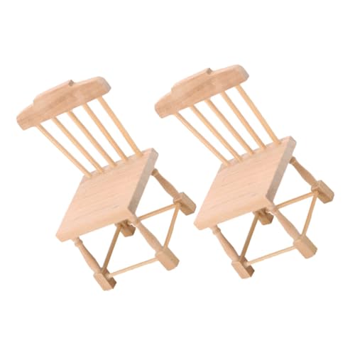 UPKOCH 2 Stück Kleiner Mini-Stuhl mit dünner Linie buchstütze holzmöbel puppenhauszubehör Puppenhaus-Zubehör winzig Modell kleine Holzstühle kleine Holzstuhl-Requisite Birke Khaki von UPKOCH
