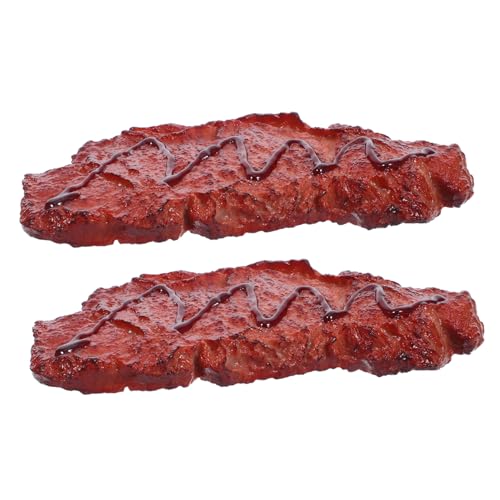 UPKOCH 2 Stück Künstliche Steak Deko Realistische Fake Roastbeef Simulation Food Display ohne Kühlung Lebensmittelecht Optisch Echtes Fleisch Modell für Küche Markt Fotografie Props von UPKOCH