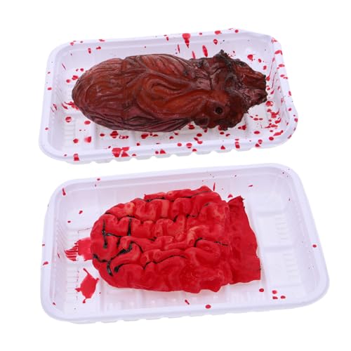 UPKOCH 2 Pcs Körper Organe Requisiten Halloween Dekorative Lieferungen Halloween Prop Scary Körperteile Halloween Dekorationen Gehirn Halloween Gefälschte Körperteile Halloween Horror von UPKOCH