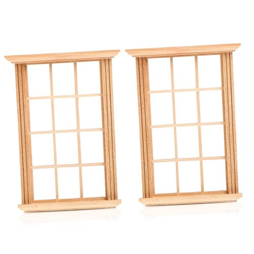 UPKOCH 2 Stück Maßstab Holzrahmen mit Gittern Realistisches Modell für Puppenhaus Dekoration und DIY Zubehör von UPKOCH