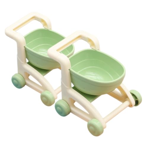 UPKOCH 2 Stück Mini Einkaufswagen Mini Lebensmittelwagen Puppenhaus Miniaturen Einkaufswagen Miniatur Einkaufswagen Kleiner Supermarktwagen Miniatur Supermarktwagen Hellgrün von UPKOCH