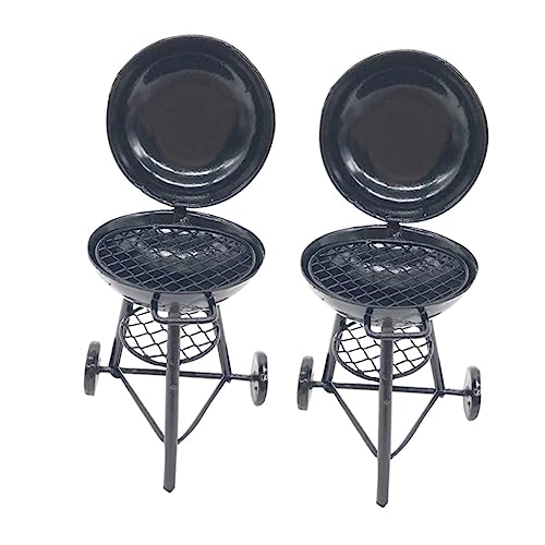 UPKOCH 2 Stück Mini-Grill Mini-backofen- Puppenhaus Mini-ofen Puppenhausofen Kinderspielzeug Ofenmodell Mini-rundofen Outdoor-Szene Black Eisen von UPKOCH