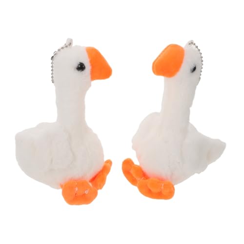 UPKOCH 2 Stück Mini Kuscheltiere Gans Schlüsselanhänger Weiß mit Perlenkette Niedliche Plüschtiere als Partygeschenke Taschenanhänger Automatenfüllung Klassenzimmerpreise Karnevals von UPKOCH