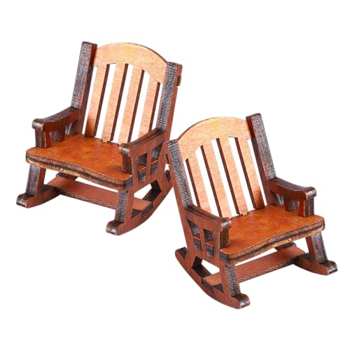 UPKOCH 2 Stück Mini Schaukelstuhl Aus Holz Heimdekor Möbel Mini Puppenhaus Zubehör Origineller Garten Schaukelhocker Puppenhaus Schaukelgehäuse Stuhl Rattan Schaukelstuhl Zorza von UPKOCH