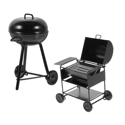 UPKOCH 2 Stück Miniatur BBQ Grill Tragbarer Realistisch Gestalteter Puppenhaus Grill aus Schwarzem Kompaktes Küchenzubehör für Mobile Miniaturküchen und Kreative Spielsets von UPKOCH