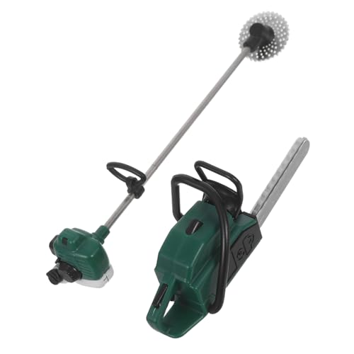 UPKOCH 2 Stück Miniatur Gartengeräte für Puppenhaus Realistische Grüne Kettensäge und Rasenmäher aus Langlebigem PVC Detailreiche Outdoor Deko für Spiel und Gartenlandschaft von UPKOCH