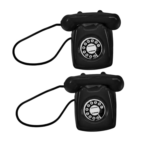 UPKOCH 2 Stück Miniatur Retro Telefon aus Metalllegierung Ästhetisches Vintage Modell für Puppenhaus Dekoration Detailreiche Miniatur Szene Accessoires für Sammler und Bastler von UPKOCH
