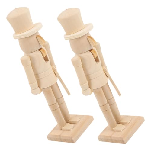UPKOCH 2 Stück Nussknacker Weihnachtsdekorationen bastelideen DIY-Dekoration Basteln Lebkuchen Farn unbemalt deko Weihnachten DIY Schmuck handwerksdekor aus Holz hölzern Beige von UPKOCH