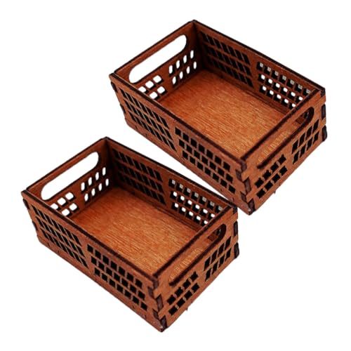 UPKOCH 2 Stücke Miniatur Puppe Kisten Lagerung Körbe Holz Rahmen Mini Dekorationen von UPKOCH