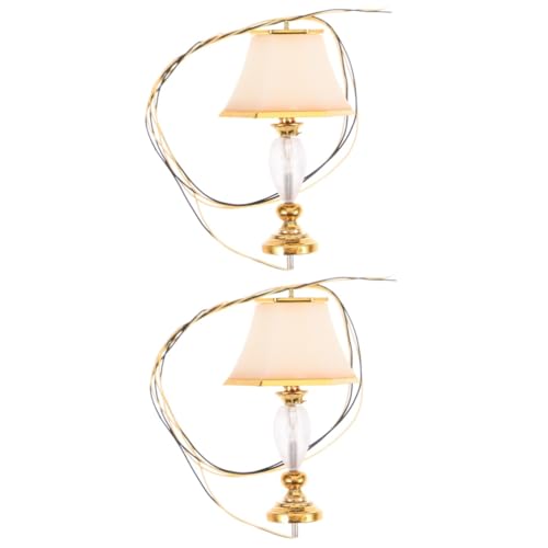 UPKOCH 2 Stück Puppenhaus Sechseckige Tischlampe Gold Filigranes Mini LED Licht für Puppenstube Dekoratives Nachtlicht für Mini Schlafzimmer Robustes Modell für DIY Mikro Szene von UPKOCH