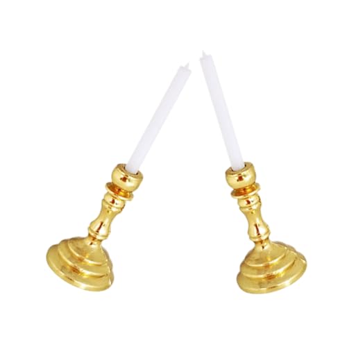 UPKOCH 2 Stück Puppenhauskerzen Kerzenständer Modell Spielzeughaus Puppenhauslieferungen Zubehör Für Puppenhäuser Mini-kerzenhalter Aus Legierung Kinderspielzeug Golden Harz von UPKOCH