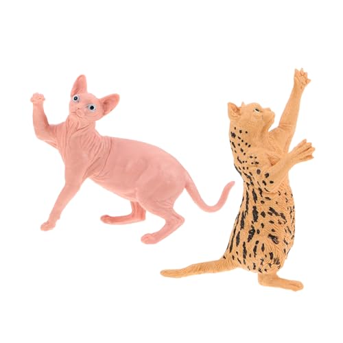 UPKOCH 2 Stück Realistische Katzenfigurinen Detailgetreue Plastikbasierte Modelltiere ohne Fell und Leopardenmuster Dekorative Miniatur-deko für Zuhause Schreibtisch und Sammler von UPKOCH