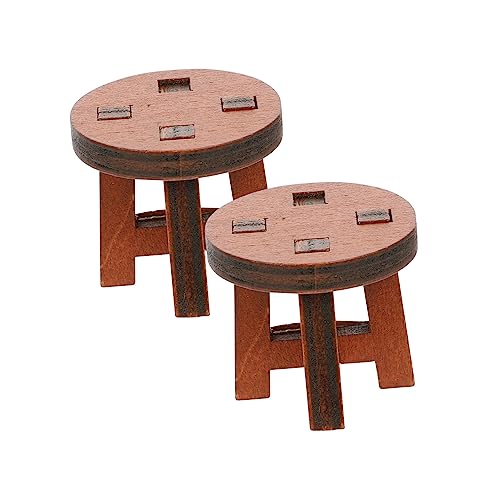 UPKOCH 2 Stück Runde Stuhldekoration Stühle Ornamente Zum Basteln Kleiner Stuhl Miniaturhocker Mini Stuhl Kunstgegenstände Mini Landschaftsdekor Mikrolandschaftsdekor Szenen von UPKOCH