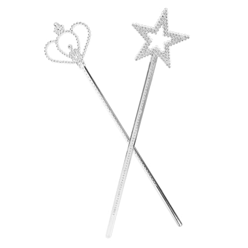UPKOCH 2 Stück Silberne Zauberstäbe mit Stern und Krone für Kostüme Weihnachten Halloween und Festlichkeiten Einzigartiges Design Handgefertigte Strahlende von UPKOCH