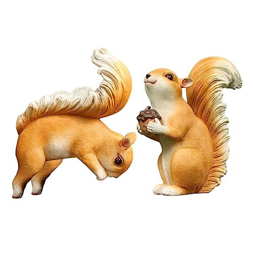 UPKOCH 2 Stück Simuliertes Eichhörnchen Gartendekoration Feengarten Eichhörnchen Streifenhörnchen Außenfigur Outdoor Eichhörnchen Statue Simulation Eichhörnchen Modell Rattenspielzeug von UPKOCH
