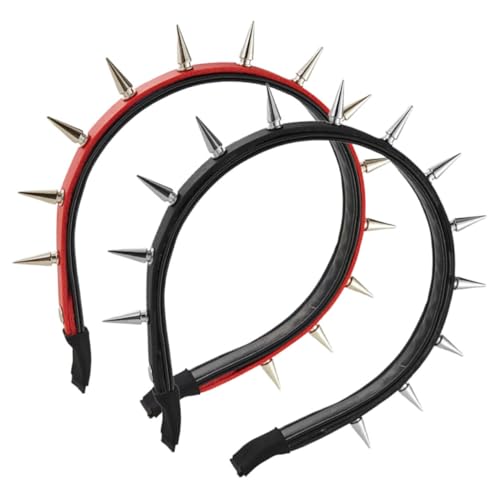UPKOCH 2 Stück Stirnband stachelige Stirnbänder Cosplay Halloween- Party Festival rotes Haarband Punk-Haar-Accessoire Punk-Accessoires Halloween Punk-Stirnbänder Punkzubehör Leder von UPKOCH