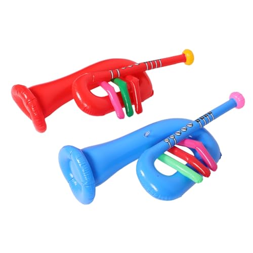 UPKOCH 2 Stück Teiliges Aufblasbares Trompetenspielzeug für PVC Musikinstrumente Partydekoration Bühnenrequisiten Vielseitig Einsetzbar Rot Blau von UPKOCH