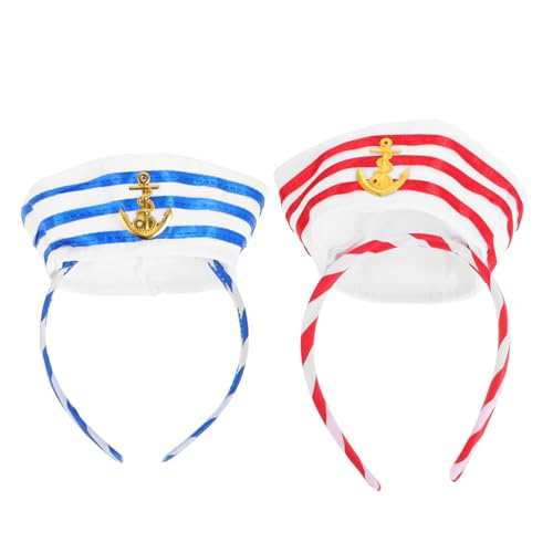 UPKOCH 2 Stück Teiliges Kapitänsmütze Haarreif Verstellbare Matrosen Stirnbänder in Blau und Rot Langlebige Party Cosplay Accessoires für Erwachsene Geeignet für Karneval Halloween und UPKOCH 2 Stück Teiliges Kapitänsmütze Haarreif Verstellbare Matrosen Stirnbänder in Blau und Rot Langlebige Party Cosplay Accessoires für Erwachsene Geeignet für Karneval Halloween und von UPKOCH