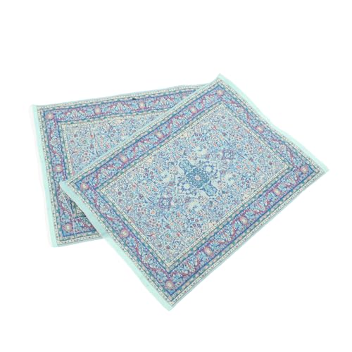 UPKOCH 2 Stück Teiliges Miniatur Puppenhaus Teppich Rechteckiger Vintage-Teppich mit Floralem Print Realistischer Leichter und Tragbarer Bodenbelag für Puppenhausmöbel Kreatives Spiel für von UPKOCH