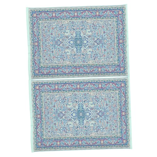 UPKOCH 2 Stück Teiliges Puppenhaus Teppich Vintage Miniatur Teppich mit Blumenmuster Rechteckige Bodenmatte für Puppenmöbel Leicht und Detailgetreu für Kreatives und Dekorieren von UPKOCH