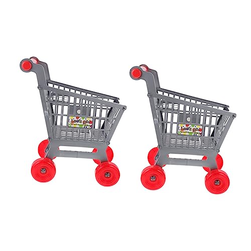 UPKOCH 2 Stück Teiliges Simulierte Supermarkt Einkaufswagen Tiefgrau mit Leicht zu Schiebenden Rädern Pädagogisches Rollenspiel für Jungen und Mädchen Unabhängigkeit und Geschicklichkeit von UPKOCH